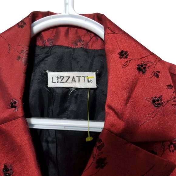Vintage Lizzantti Shiny Red Jacket 3/4 Sleeve Tailored Slim Fit Four Button - Picture 3 of 13
